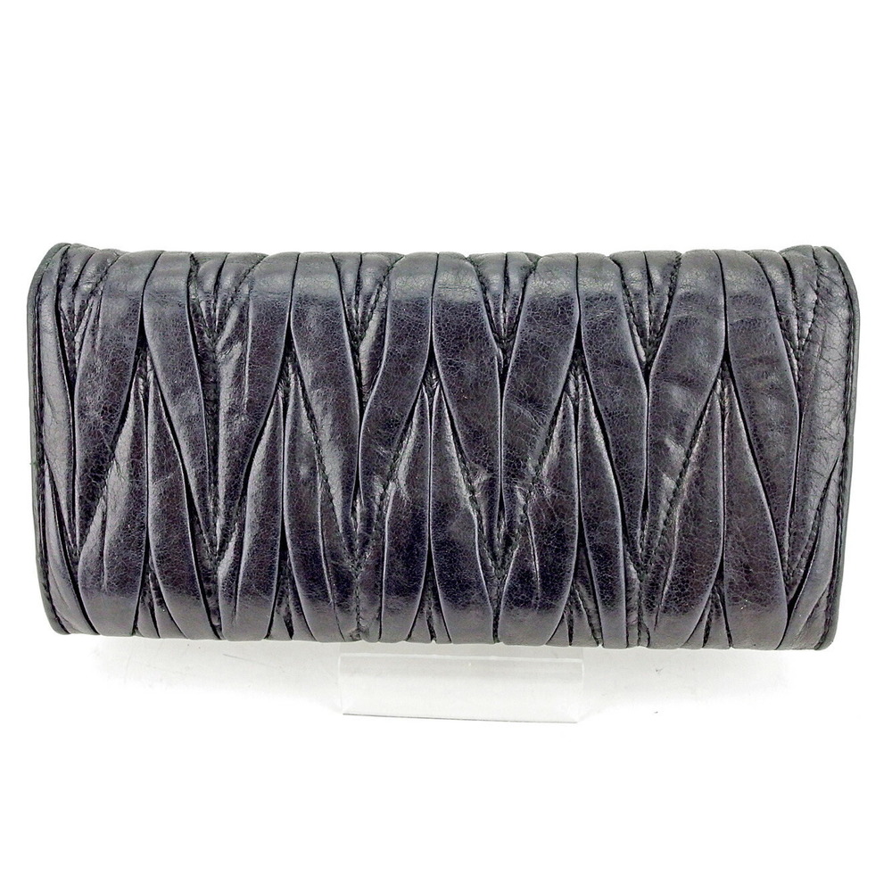 Miu Miu zipper Wallet leather accessory Matelass Black long - Picture 2 of 6
